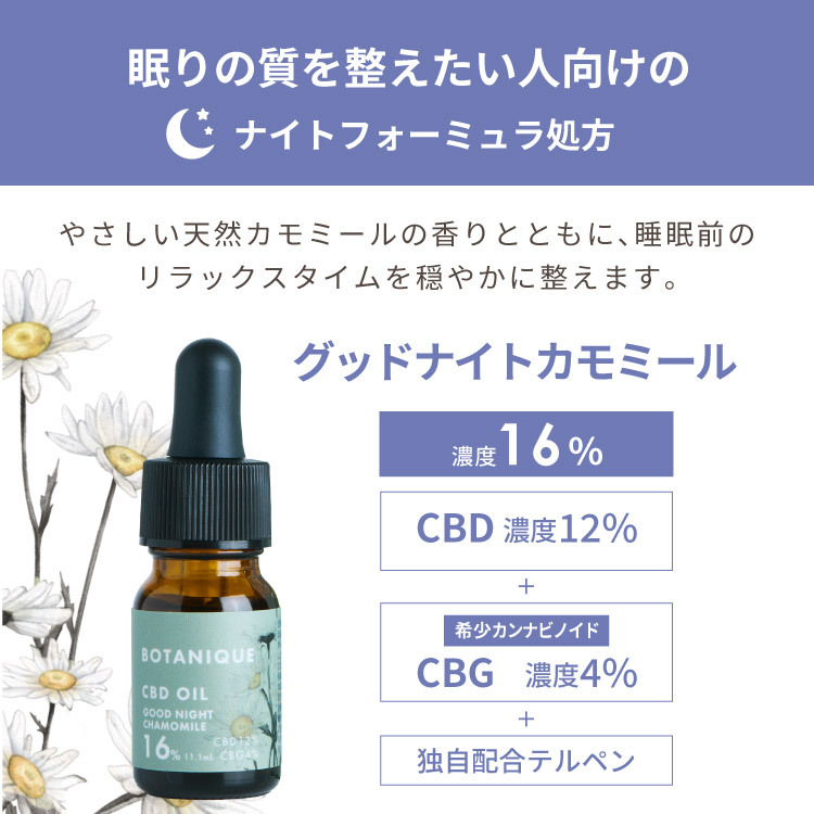 定期便】BOTANIQUE CBDオイル 16%/10g (11.1mL） グッドナイト