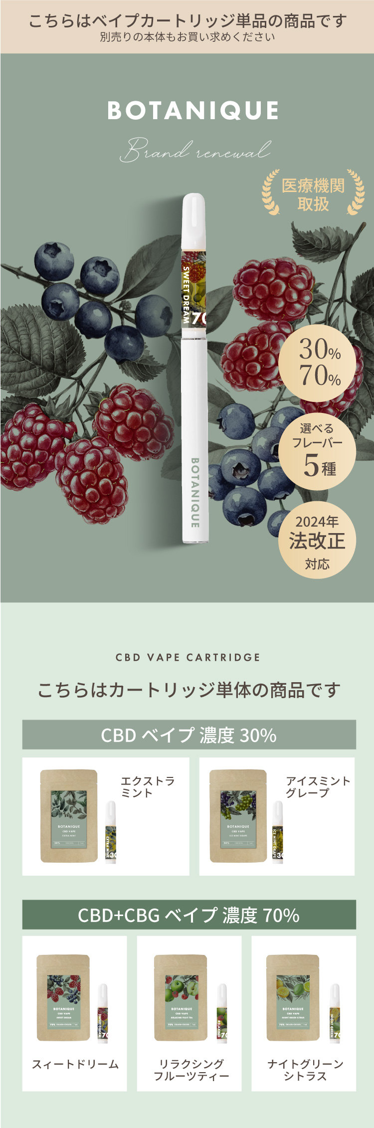 BOTANIQUE CBDベイプカートリッジ(バッテリー別売) 説明画像1