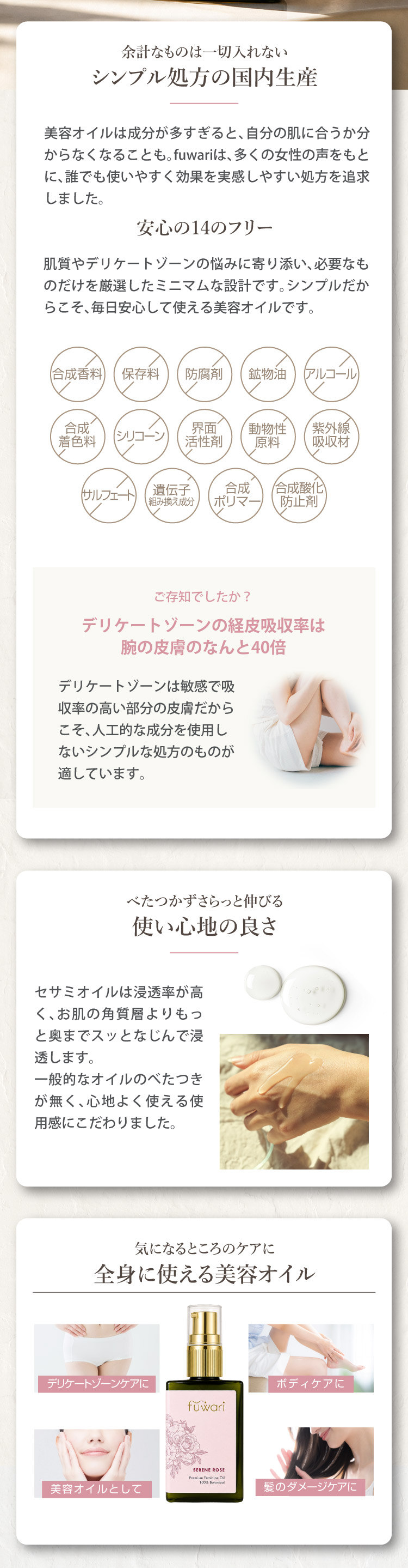 fuwariプレミアムフェミニンオイル セリーンローズの香り 50ml 説明画像12