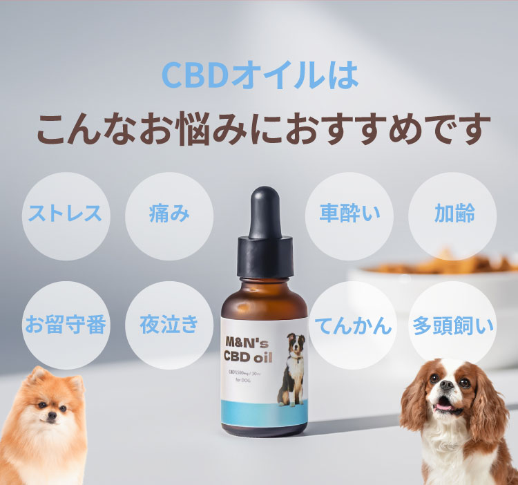 こんなお悩みにおすすめです【犬用CBDオイル】M&Ns(エムアンドエヌズ）CBD ペット用 オイル 犬用 100mg CBDオイル ペットグッズ ペットフード ドッグフード アイソレート 犬 猫 動物 カンナビジオール リラックス ストレス 健康 ペット用品 国内製造 国産 老犬 ケア 関節 車酔い てんかん 健康 分離不安 シニア犬 関節　mctオイル お試し サプリメント 介護用品 介護　夜泣き