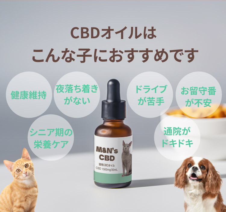 こんなお悩みにおすすめです【犬用CBDオイル】M&Ns(エムアンドエヌズ）CBD ペット用 オイル 犬用 100mg CBDオイル ペットグッズ ペットフード ドッグフード アイソレート 犬 猫 動物 カンナビジオール リラックス ストレス 健康 ペット用品 国内製造 国産 老犬 ケア 関節 車酔い てんかん 健康 分離不安 シニア犬 関節　mctオイル お試し サプリメント 介護用品 介護　夜泣き